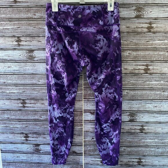 Athleta Women's Rainier‎ Leggings Size M Purple Printed Pull-On Logo - Picture 4 of 9